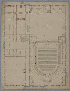 214933 Plattegrond van de schouwburg op het Vredenburg te Utrecht.